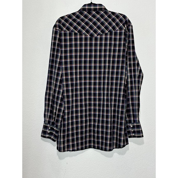 Wrangler Western Shirt Mens XLT Long Sleeve Pearl Snap Shirt Purple Plaid - Picture 10 of 11